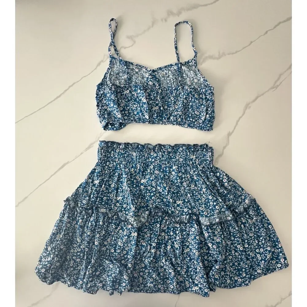 Shein Teen Girls Ditsy Floral Cami Top & Frill Detail Skirt Set 12-13Y